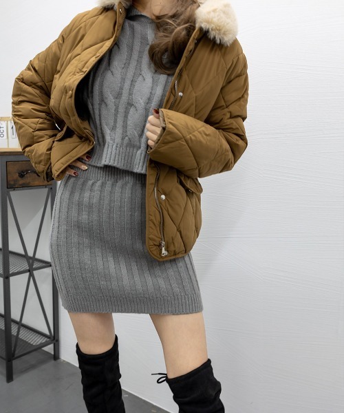 ケーブルニット サロペット セーター 2点セット 韓国 i4018m miniministore ニット ケーブルニットセットアップ 韓国