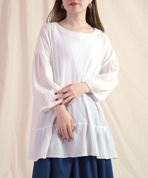 ブラウス シャツ 「Brocante / ブロカント」 40sクレープトヌーシャツ レディース