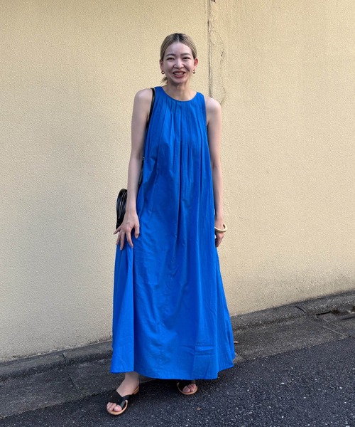 美品☆Audrey and John Wad ノースリーブワンピース セール】タックデザインノースリーブワンピース -手洗い可
