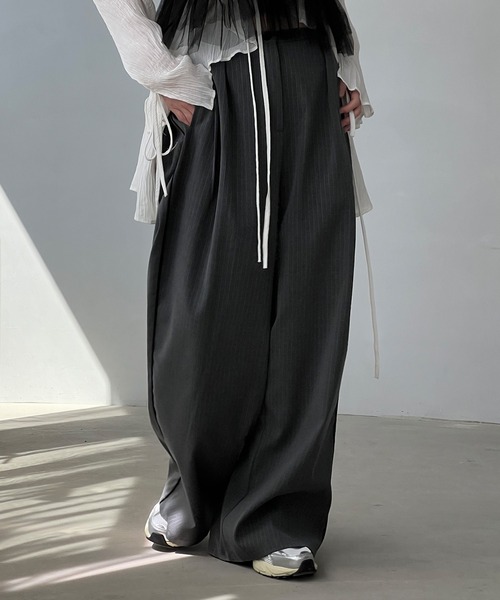 パンツ スラックス ストライプ バギースラックス chw24s051 レディース  