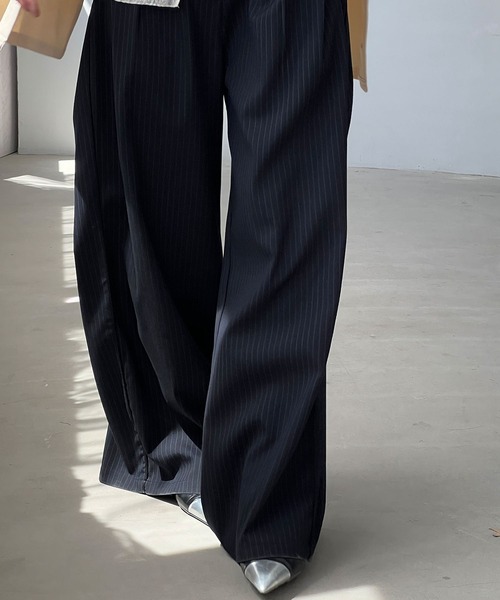 パンツ スラックス ストライプ バギースラックス chw24s051 レディース 