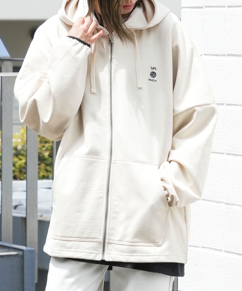 RVCA ホワイト クロップドパーカー S BE042P10-WHT-2024F-s-04-
