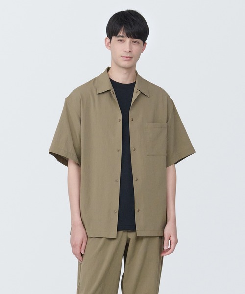 無印良品（MUJI） シャツ 紳士 風を通すストレッチ半袖シャツ メンズ