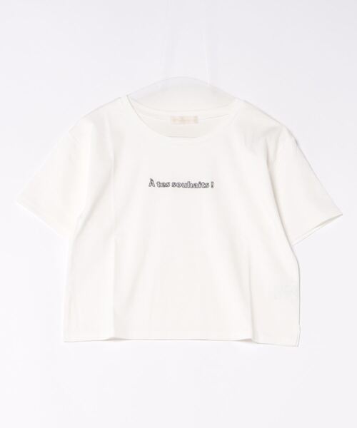tシャツ 刺繍ロゴクロップドTシャツ レディース
