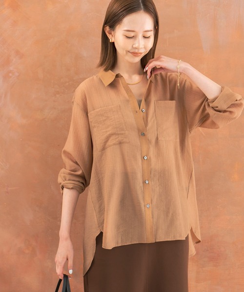 ブラウス シャツ 楊柳シアーシャツ レディース : ZOZOTOWN Yahoo