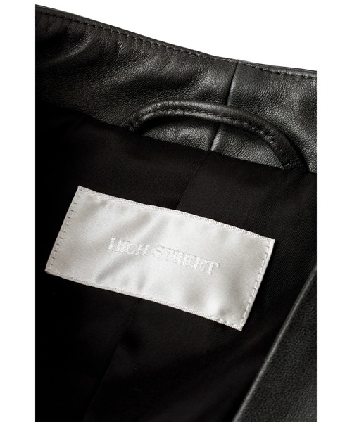ジャケット ノーカラージャケット HIGH STREET∴シャドーラムレザーノーカラージャケット メンズの画像