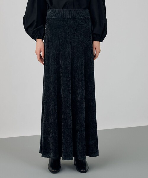 DES PRES（デプレ） スカート エアーシェニール フレアマキシスカート