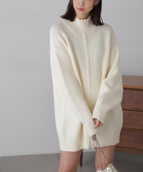 selfportraitアイボリー ニット 長袖 ミニワンピース ダズリン dazzlin 2ピースニットミニワンピース （アイボリー） -靴