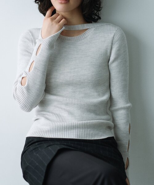 ニット セーター melange knit cutting pullover レディース