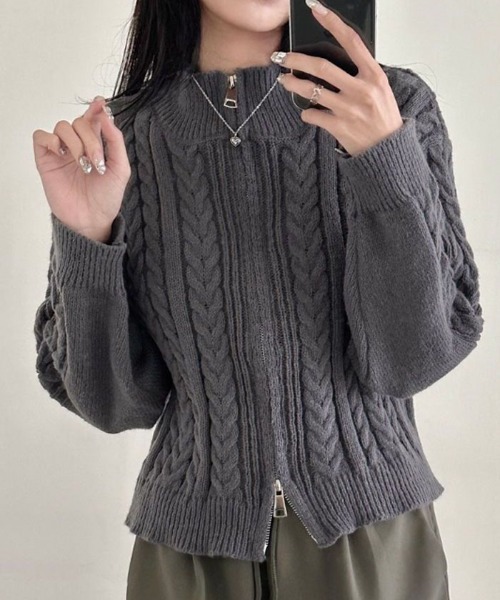 ニット セーター ピグメントケーブルニット レディース セール】【UNISEX】ピグメントコットン ケーブルニット（ニット