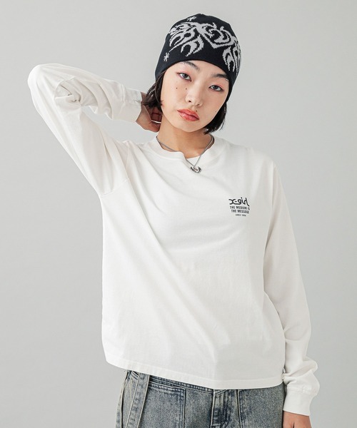 X-girl tシャツ MESSAGE AND FACE L/S TEE レディース