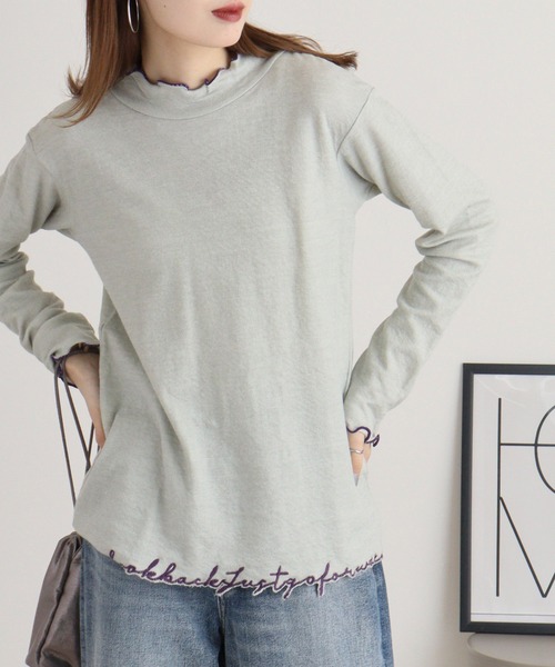 tシャツ EMAGO ロゴ刺繍ハイネックロングスリーブ レディース