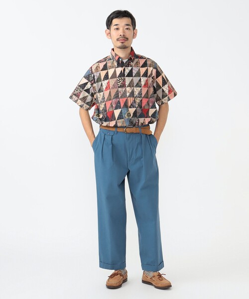BEAMS+ チノパン バイオウォッシュ 2プリーツ トラウザーズ