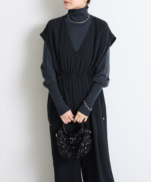 gallardagalante オールインワン サロペット 黒 COLLAGE GALLARDAGALANTE オールインワン ジャージーサロペット