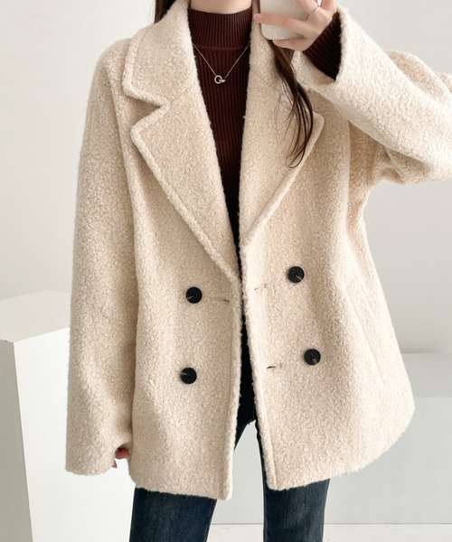 「ECLIN」 ピーコート M ベージュ レディース_画像4