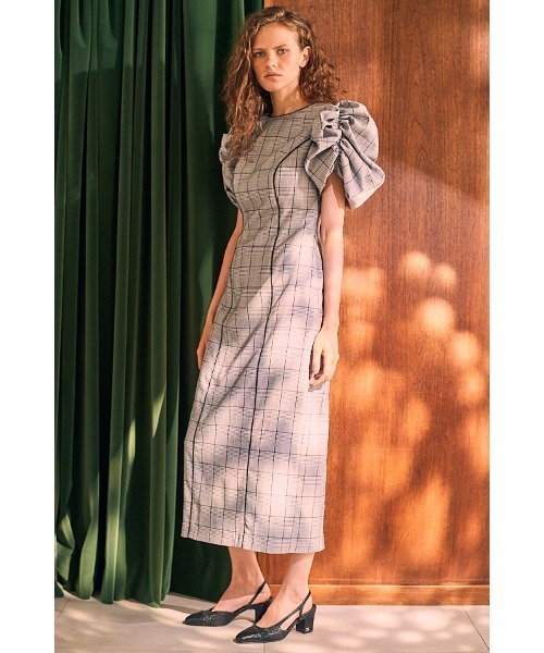 Estella.K ワンピース 半袖 Aria Midi Dress コードトリムグレン 