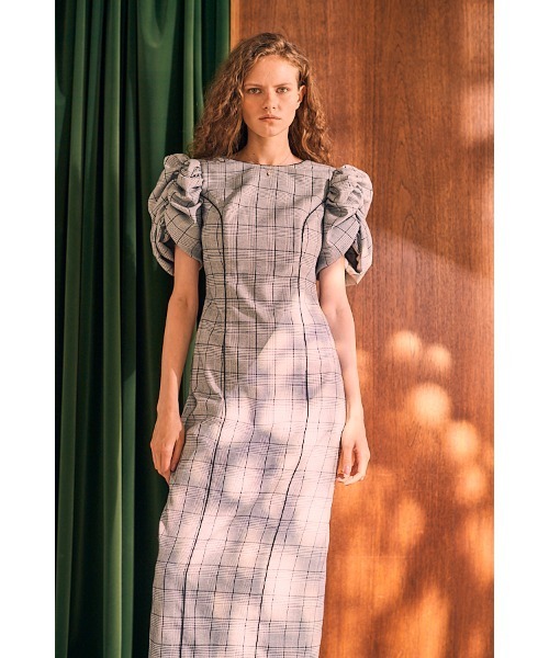 Estella.K ワンピース Aria Midi Dress コードトリムグレンチェック 