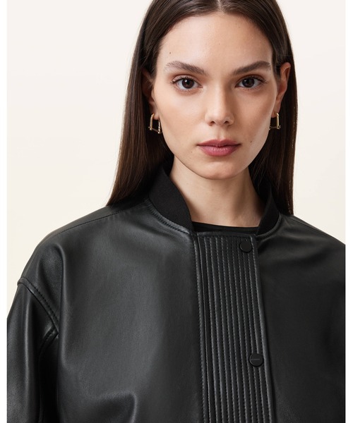 ホッシ〜レザーMA-1 MMMM ma1 ma-1 MMMM/ ナイロンツイル/ラムレザー/MA-1タイプブルゾン