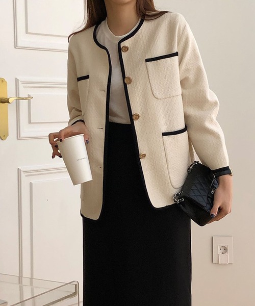 「Ulysses」 ノーカラージャケット F オフホワイト レディース_画像3