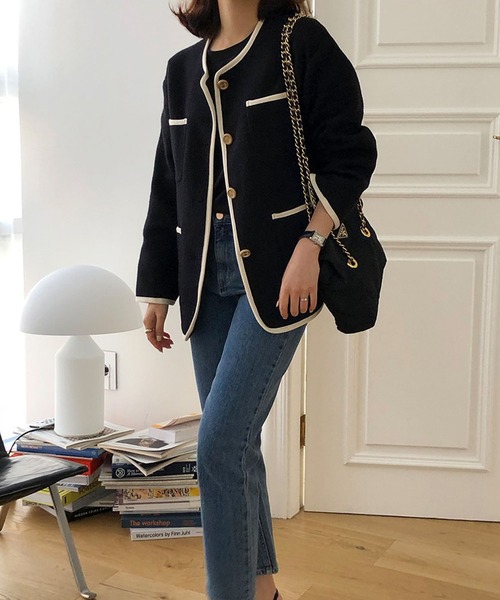 「Ulysses」 ノーカラージャケット F オフホワイト レディース_画像8