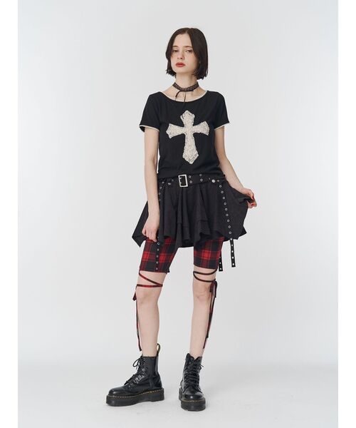 【jouetie】クロスレースドッキングTシャツ セール】クロスレースドッキングTシャツ（Tシャツ/カットソー