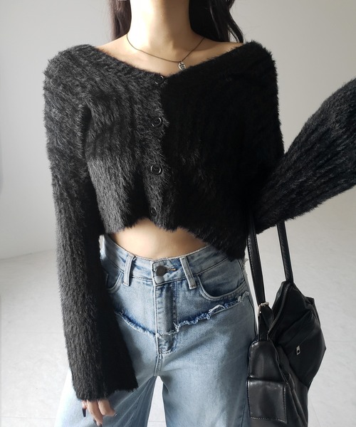 「me+em select」 ニットカーディガン FREE ブラック レディース_画像2