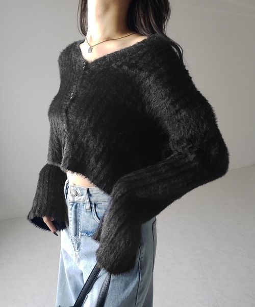 「me+em select」 ニットカーディガン FREE ブラック レディース_画像3