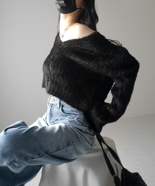 「me+em select」 ニットカーディガン FREE ブラック レディース_画像8