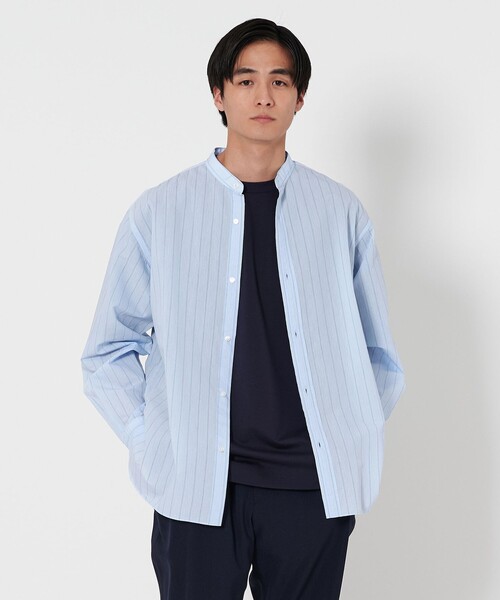 UNITED ARROWS コットン ポプリン ストライプ シャツ UNITED ARROWS シャツ フェザー ポプリン ストライプ バンド