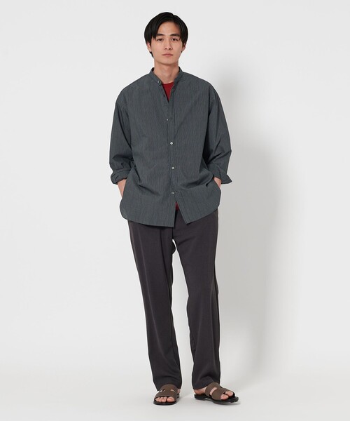 UNITED ARROWS シャツ フェザー ポプリン ストライプ バンド