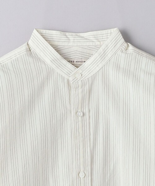 UNITED ARROWS コットン ポプリン ストライプ シャツ UNITED ARROWS シャツ フェザー ポプリン ストライプ バンド