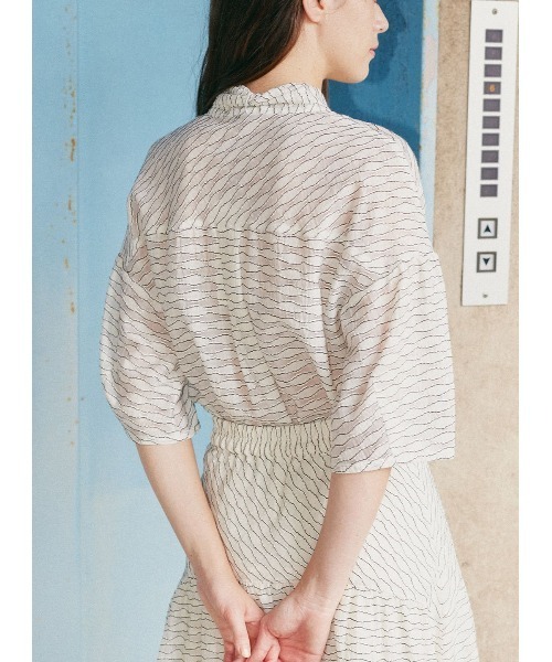 COEL（コエル） ブラウス シャツ リボンジオメトリックジャガード