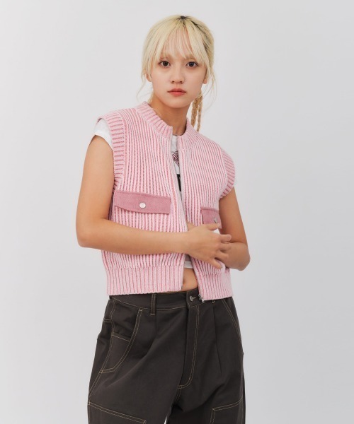 ベスト ジレ atmos pink Pigment Knit Vest / アトモス ピンク ピグメント ニット ベスト レディース atmos girls ベスト ジレ pink Pigment Knit Vest / アトモス