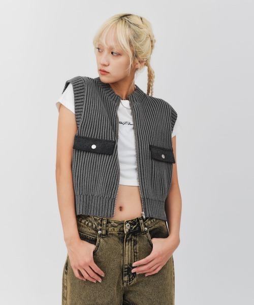 ベスト ジレ atmos pink Pigment Knit Vest / アトモス ピンク ピグメント ニット ベスト レディース