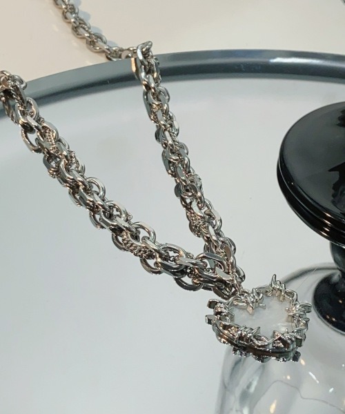 B.I.D. ネックレス 「 鎖チェーンミックスハート有刺鉄線モチーフ