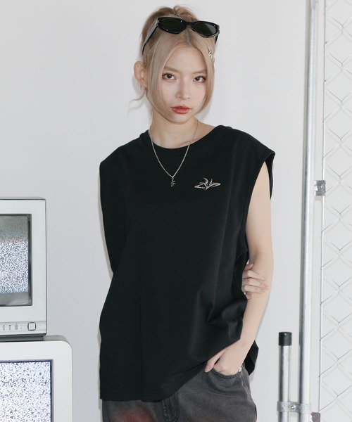 タンクトップ ヴィンテージライクワンポイントノースリーブ「UNISEX