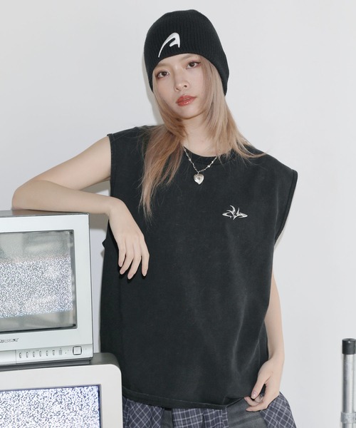 tシャツ ヴィンテージライクロゴノースリーブ レディース タンクトップ ヴィンテージライクワンポイントノースリーブ