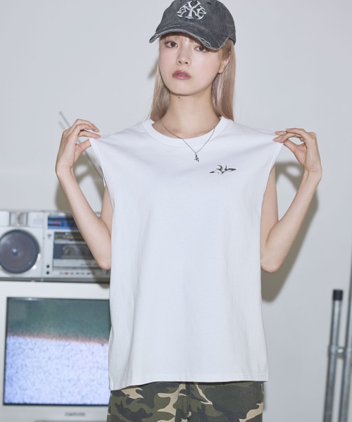ヴィンテージライクノースリーブシャツ SITRY タンクトップ Pigment Graphic No Sleeve Shirt