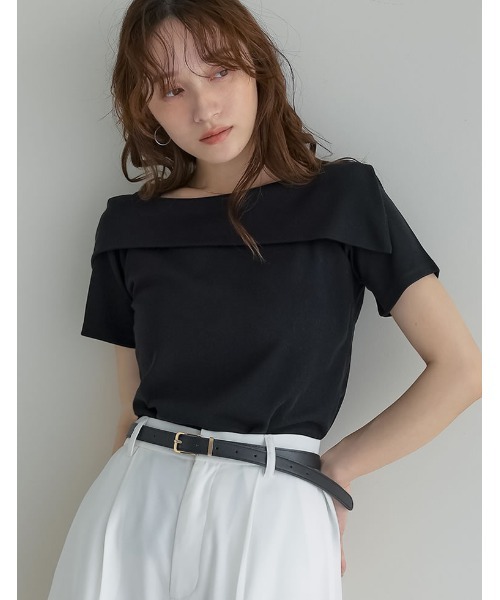 【新品未使用】UJOH ブラック　アシンメトリー 半袖トップス Re:EDIT（リエディ） tシャツ 半袖 「ブラ紐隠し」「新色追加