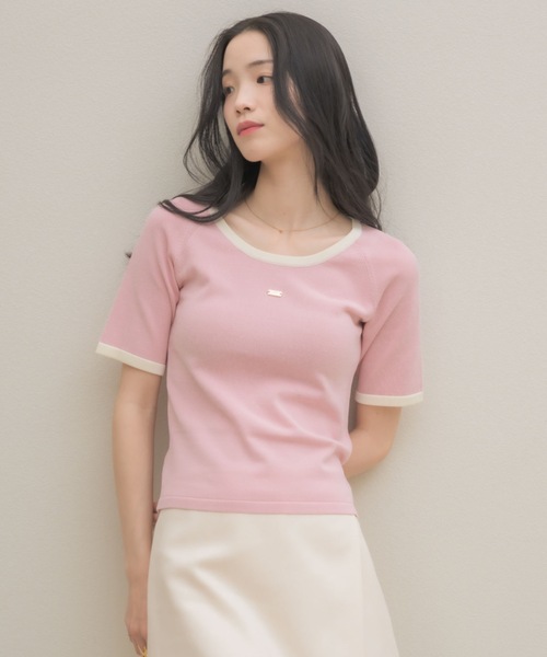 tシャツ バイカラーニットT レディース