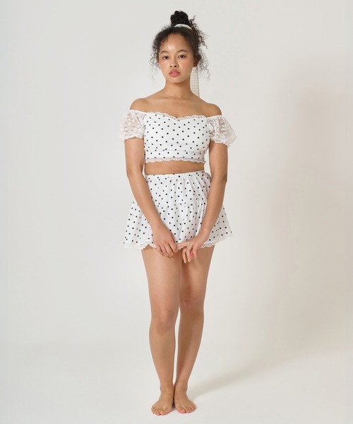 TINA：JOJUN（ティーナジョジュン） 水着 ドット柄 レーススリーブ
