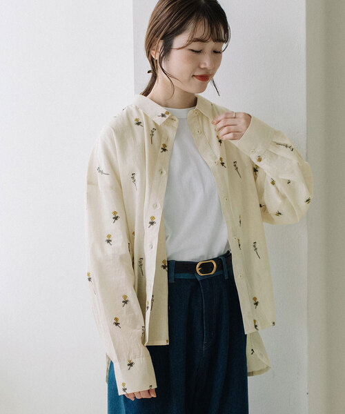 ブラウス シャツ 「made in INDIA」シロツメクサ刺繍シャツ レディース | POU DOU DOU | 03