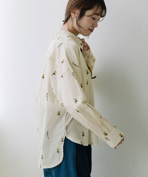 ブラウス シャツ 「made in INDIA」シロツメクサ刺繍シャツ レディース | POU DOU DOU | 06