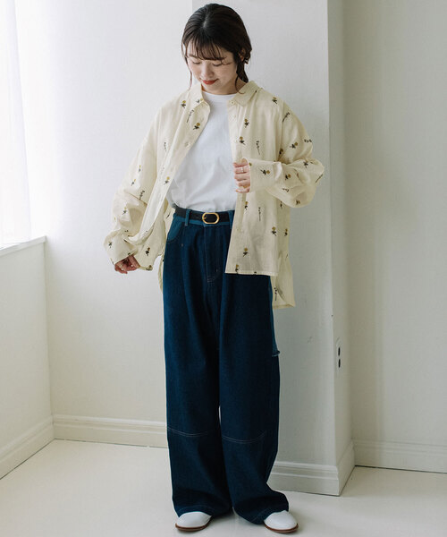 ブラウス シャツ 「made in INDIA」シロツメクサ刺繍シャツ レディース | POU DOU DOU | 08