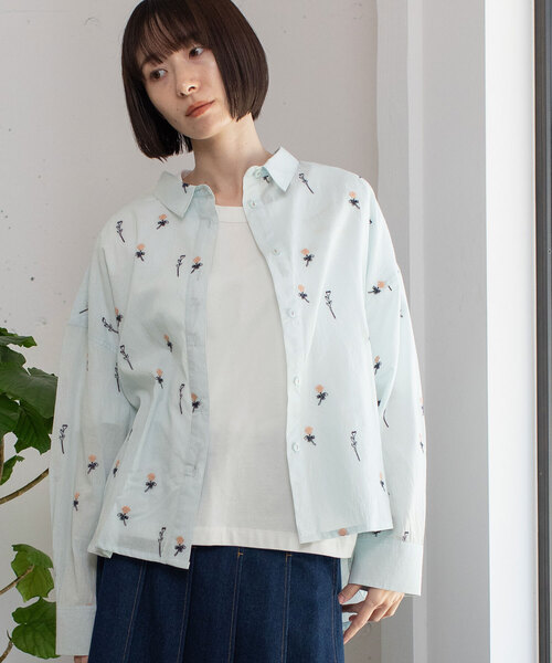 ブラウス シャツ 「made in INDIA」シロツメクサ刺繍シャツ レディース | POU DOU DOU | 12