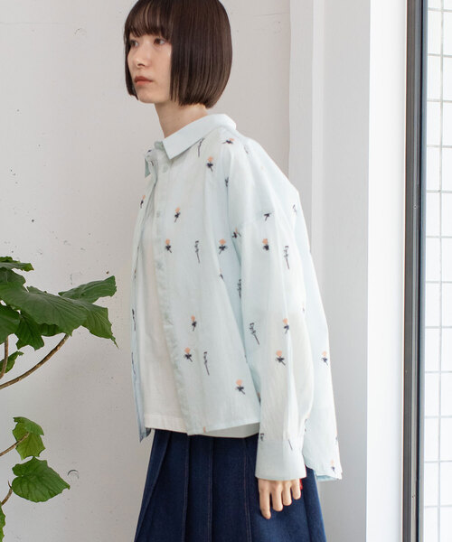 ブラウス シャツ 「made in INDIA」シロツメクサ刺繍シャツ レディース | POU DOU DOU | 13