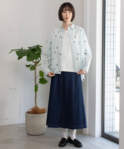 ブラウス シャツ 「made in INDIA」シロツメクサ刺繍シャツ レディース | POU DOU DOU | 15