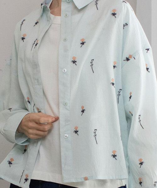 ブラウス シャツ 「made in INDIA」シロツメクサ刺繍シャツ レディース | POU DOU DOU | 19
