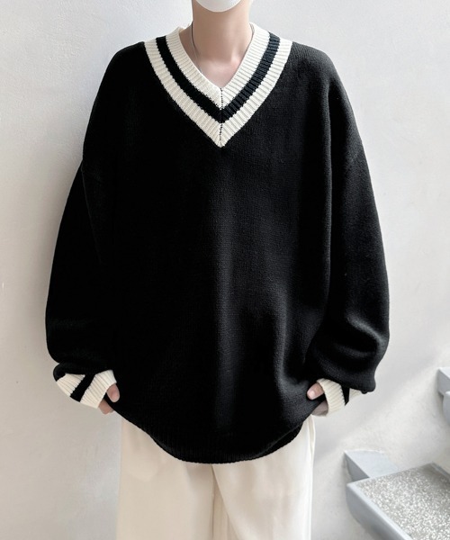 VTWELVE ブラック クルーネックセーター FVLMEN」 Vネックニット X-LARGE ブラック メンズ : ZOZOTOWN Yahoo!店
