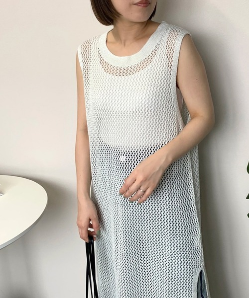 「CRB」 ニットワンピース F ライム レディース_画像5